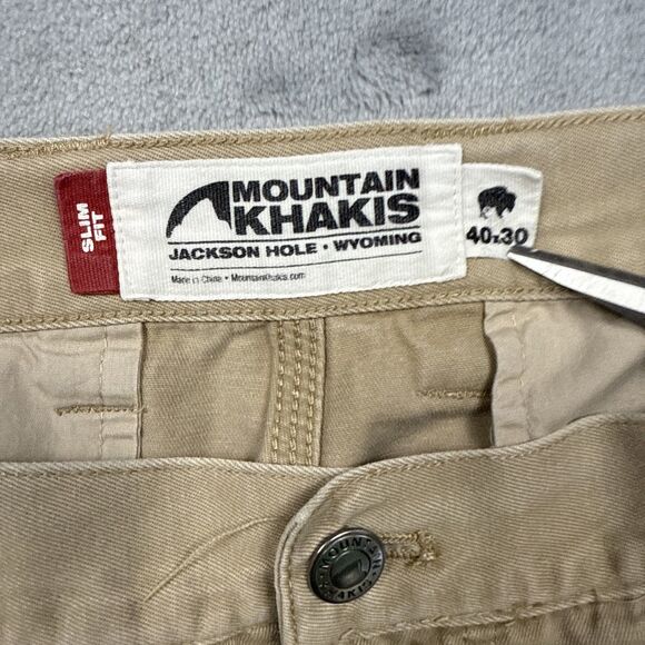 Mountain Khakis Men’s 40x30 Tan Slim Fit Pants Cotton Flat Front Durable - Picture 4 of 7